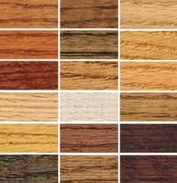 Wood stain color samples on White Oak by Old Masters.